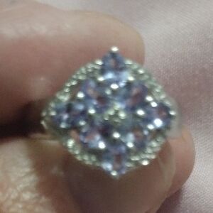 Dazzling Silver and Natural Purple Tanzonite Women's Ring Sz 5.5 New